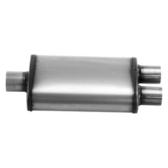 Cherry Bomb® - Salute Stainless Steel Oval Gray Exhaust Muffler (2.5" Center ID, 2.25" Dual OD, 14" Length)