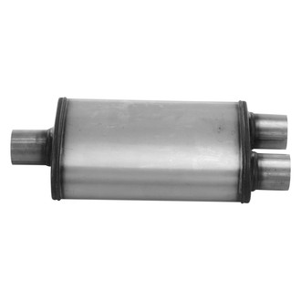 Cherry Bomb® - Salute Stainless Steel Oval Gray Exhaust Muffler (2.5" Center ID, 2.5" Dual OD, 14" Length)