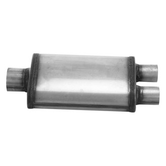 Cherry Bomb® - Salute Stainless Steel Oval Gray Exhaust Muffler (3" Center ID, 2.25" Dual OD, 14" Length)