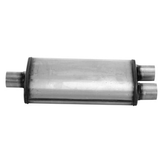 Cherry Bomb® - Salute Stainless Steel Oval Gray Exhaust Muffler (2.5" Center ID, 2.5" Dual OD, 18" Length)