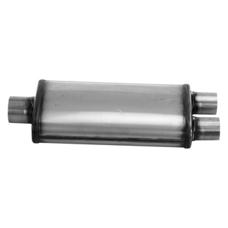 Cherry Bomb® - Salute Stainless Steel Oval Gray Exhaust Muffler (3" Center ID, 2.5" Dual OD, 18" Length)