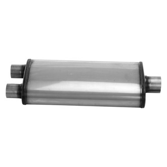 Cherry Bomb® - Salute Stainless Steel Oval Gray Exhaust Muffler (3" Center ID, 2.5" Dual OD, 22" Length)