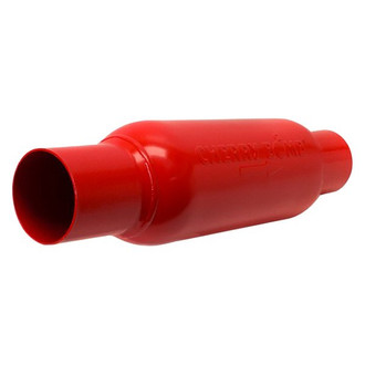 Cherry Bomb® - M-80 Aluminized Steel Round Non-Reversible Red Exhaust Muffler (4" Center ID, 4" Center OD, 13" Length)