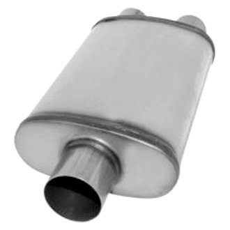Cherry Bomb® - Salute Stainless Steel Oval Gray Exhaust Muffler (3" Center ID, 2.5" Dual OD, 14" Length)