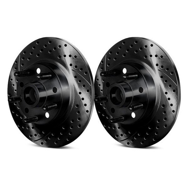  Chrome Brakes® - Drilled and Slotted 1-Piece Rear Brake Rotors and Hub Assembly