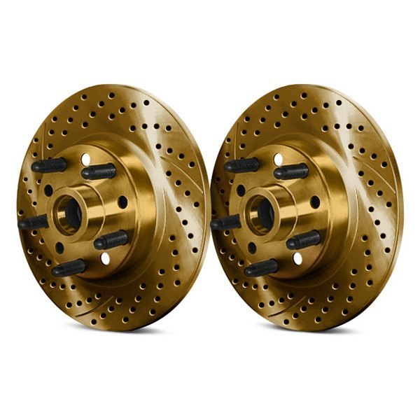  Chrome Brakes® - Drilled and Slotted 1-Piece Front Brake Rotors and Hub Assembly