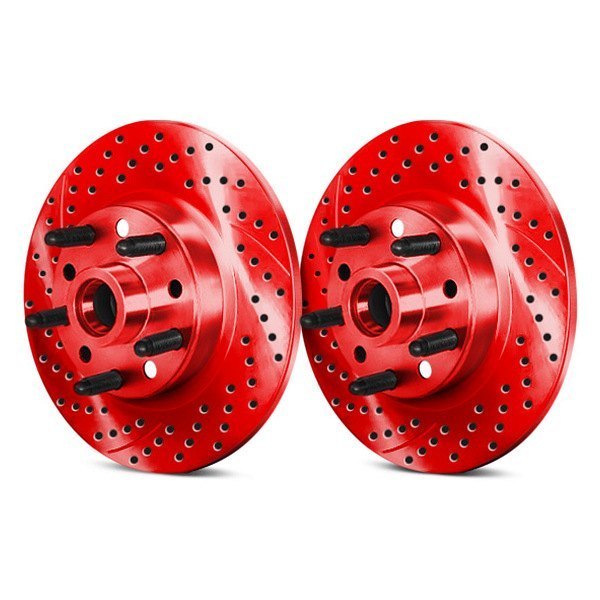  Chrome Brakes® - Drilled and Slotted 1-Piece Rear Brake Rotors and Hub Assembly