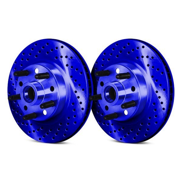  Chrome Brakes® - Drilled and Slotted 1-Piece Front Brake Rotors and Hub Assembly