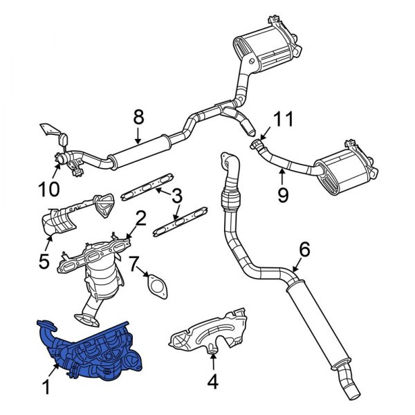 Chrysler OE 4880354AC Right Catalytic Converter with Integrated