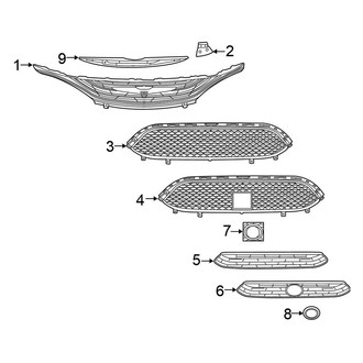 Chrysler OE - Front Bumper & Grille - Grille & Components (With Fog Lamps)