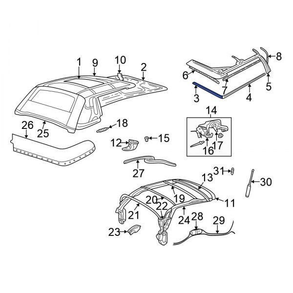Chrysler OE 5056040AB Front Right Convertible Top Seal