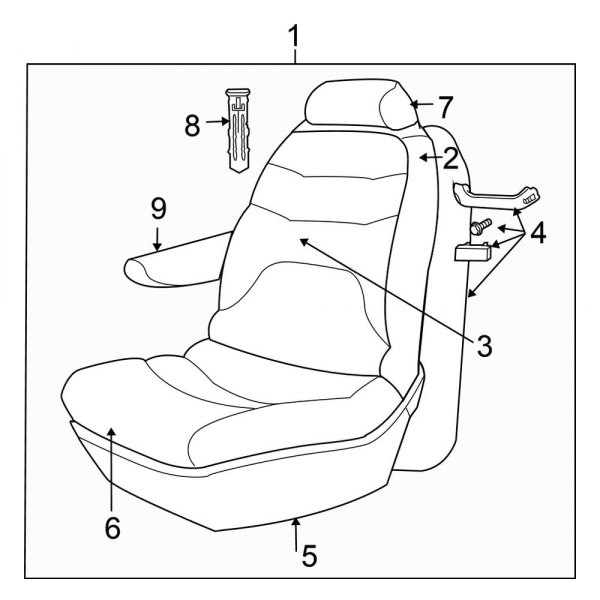 Seats & Tracks - Front Seat Components (With Leather Low Back Seat)