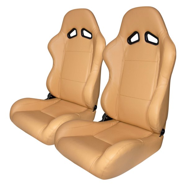 Cipher Auto® - CPA1001 Series Reclining Steel Tubular Frame Racing Seats, Maple Tan Leatherette Cover