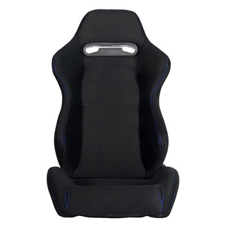 Cipher Auto® - CPA1013 Series Reclining Steel Tubular Frame Racing Seats, Black Cloth Cover with Blue Outer Stitching