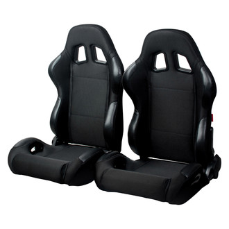 Cipher Auto® - CPA1025 Series Reclining Steel Tubular Frame Racing Seats, Black Leatherette Cover