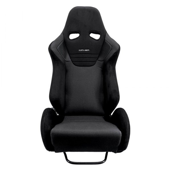 Cipher Auto® - CPA1099 Series Reclining Racing Seats, Black Microsuede with Mesh Polo Fabric Inserts