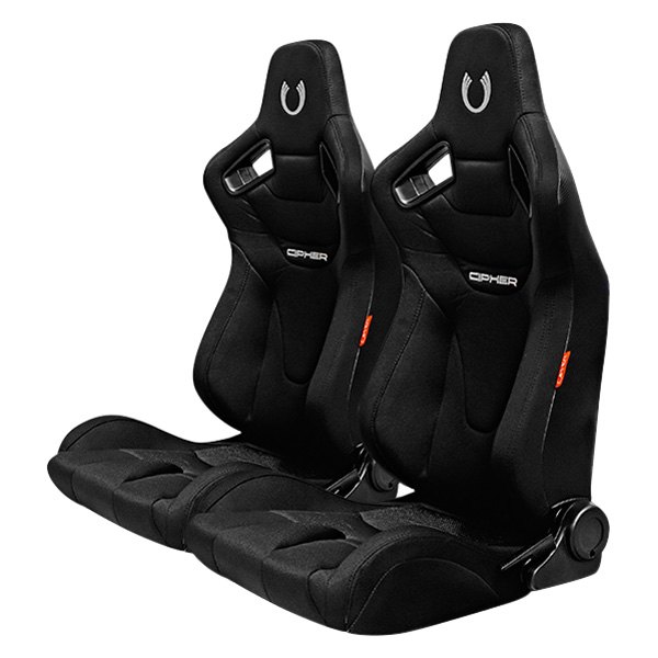 Cipher Auto® - CPA2009RS Series Reclinable Steel Tubular Frame Racing Seats, Black Cloth Carbon Fiber with Black Stitching