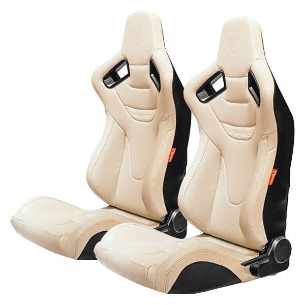 Cipher Auto® - CPA2009RS Series Reclinable Steel Tubular Frame Racing Seats, Beige Leatherette with Beige Stitching
