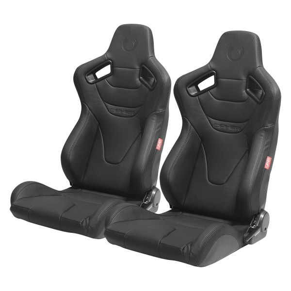Cipher Auto® - CPA2009RS Series Reclinable Steel Tubular Frame Racing Seats, Black Leatherette with Black Stitching