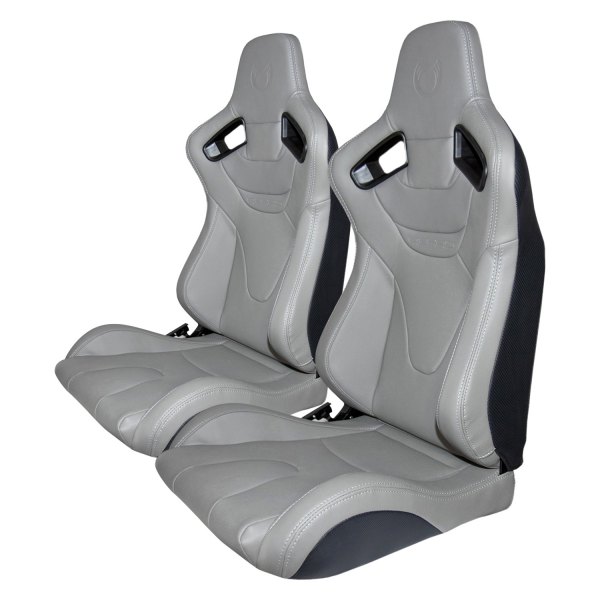 Cipher Auto® - CPA2009RS Series Reclinable Steel Tubular Frame Racing Seats, Gray Leatherette with Gray Stitching