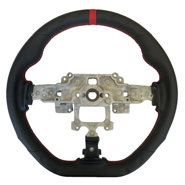 Cipher Auto® - Enhanced Genuine Leather Steering Wheels with Red Stitching and Red Racing Stripe