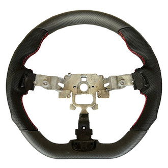Cipher Auto® - 3-Spoke Enhanced Genuine Leather Steering Wheels with Real Carbon Fiber and Red Stitching