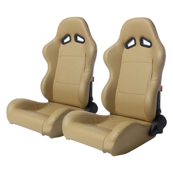 Cipher Auto® - CPA1001 Series Reclining Steel Tubular Frame Racing Seats, Beige Leatherette Cover