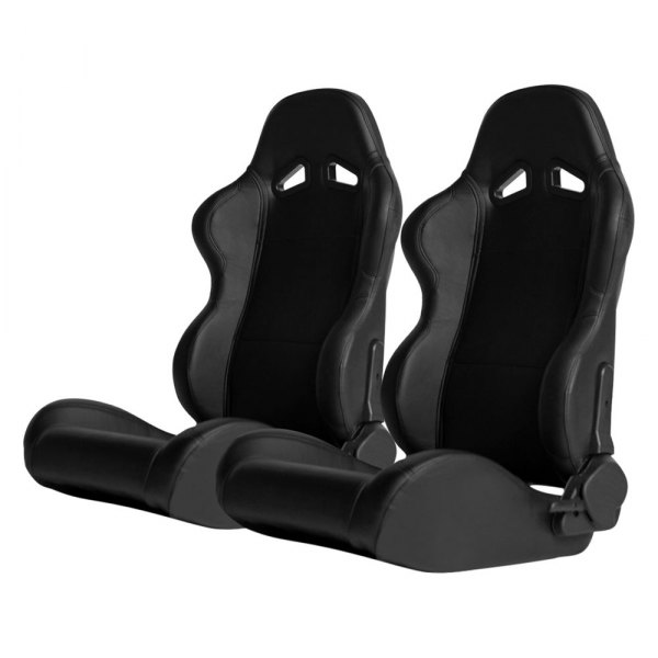 Cipher Auto® - CPA1001 Series Reclining Steel Tubular Frame Racing Seats, Black Leatherette Cover