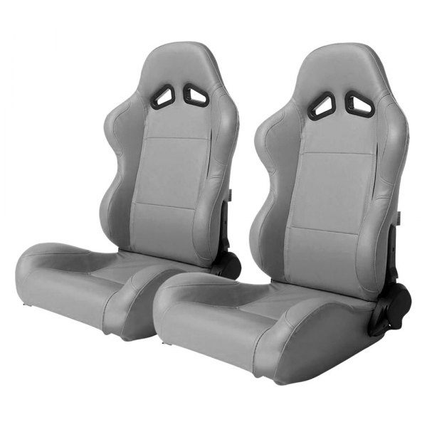 Cipher Auto® - CPA1001 Series Reclining Steel Tubular Frame Racing Seats, Gray Leatherette Cover