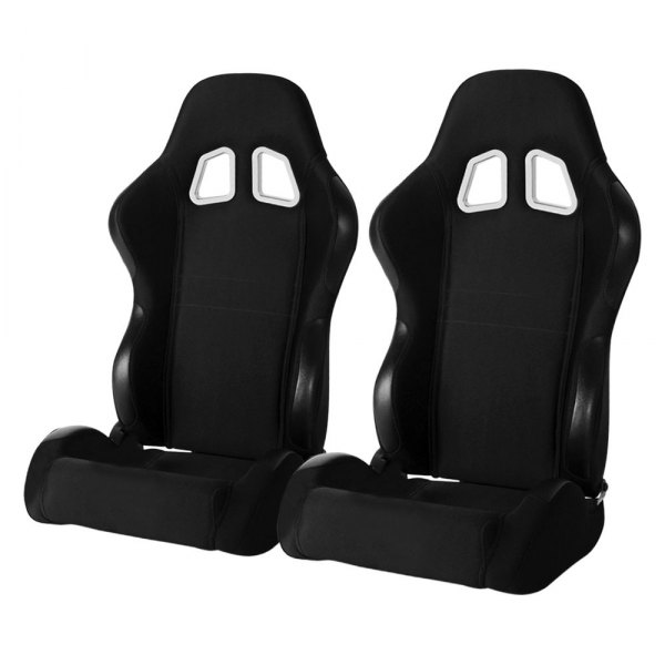 Cipher Auto® - CPA1007 Series Reclining Steel Tubular Frame Racing Seats, Black Cloth Cover
