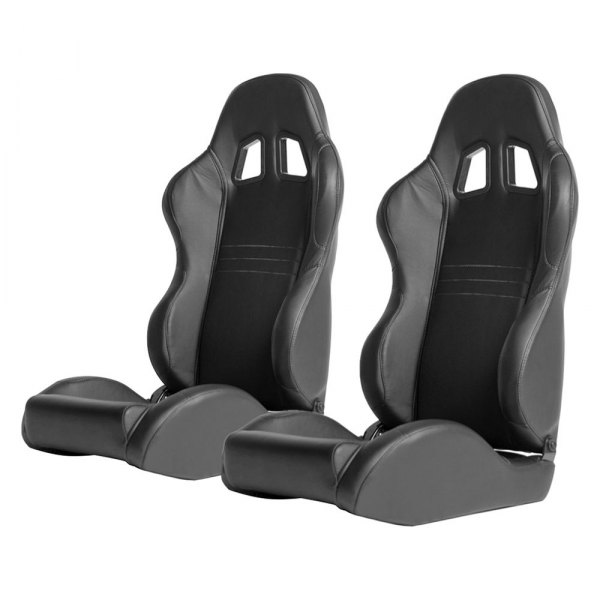 Cipher Auto® - CPA1007 Series Reclining Steel Tubular Frame Standard Racing Seats, Black Leatherette Cover