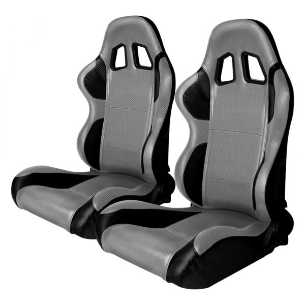 Cipher Auto® - CPA1011 Series Full Carbon Fiber PU Black and Gray Reclining Racing Seats