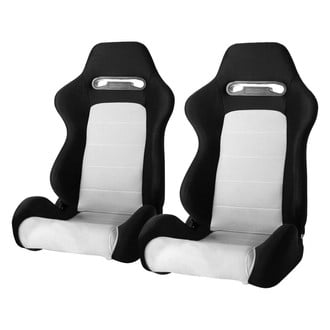 Cipher Auto® - CPA1013 Series Reclining Steel Tubular Frame Racing Seats, Black Cloth Cover with Gray Insert