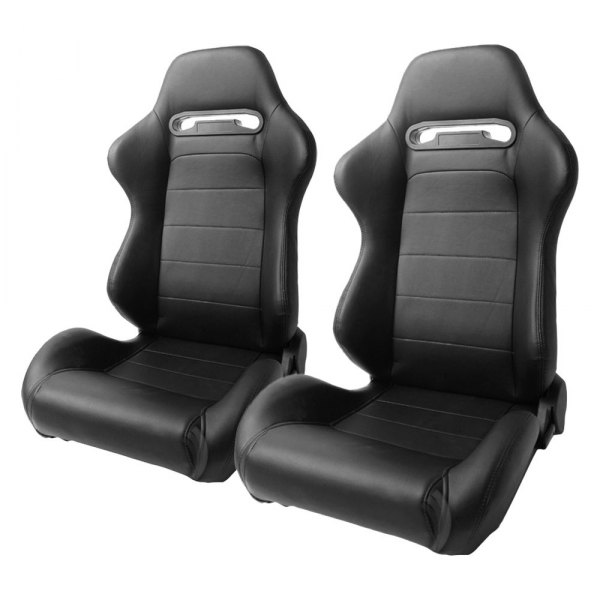 Cipher Auto® - CPA1013 Series Reclining Steel Tubular Frame Racing Seats, Black Leatherette Cover