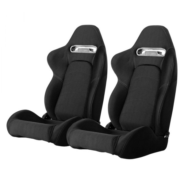 Cipher Auto® - CPA1019 Series Reclining Steel Tubular Frame Racing Seats, Black Cloth Cover with Gray Stitching