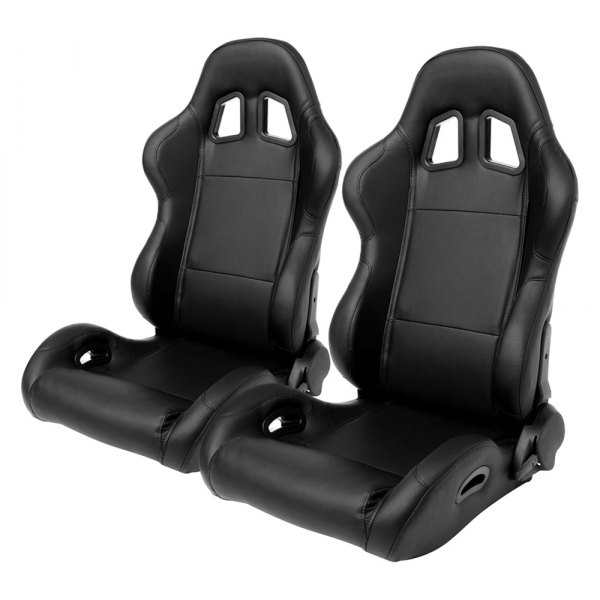 Cipher Auto® - CPA1025 Series Reclining Steel Tubular Frame Racing Seats, Black Leatherette Cover