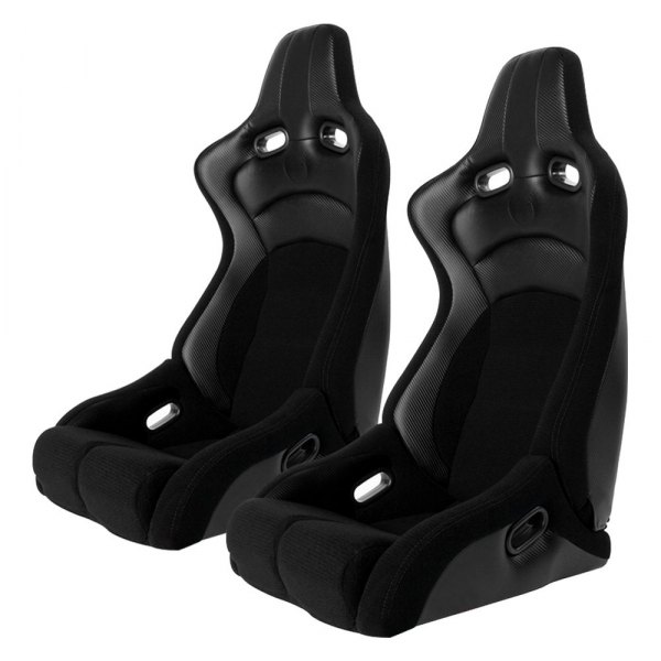 Cipher Auto® - CPA2002 Viper Series Black Cloth with Carbon Leatherette Inserts and Black Stitching Racing Seats