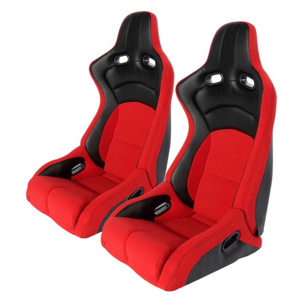 Cipher Auto® - CPA2002 Viper Series Red Cloth with Carbon Leatherette Inserts Racing Seats