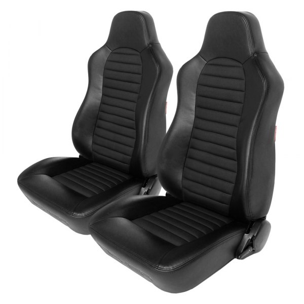 Cipher Auto® - CPA3001 Series Reclinable Steel Tubular Frame Suspension Seats, Black Leatherette Cover with Cloth Insert