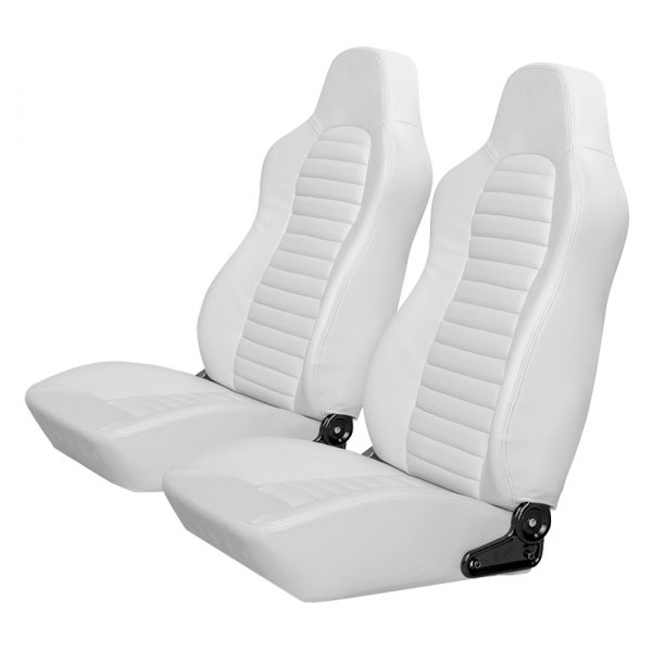 Cipher Auto® - CPA3001 Series Reclinable Steel Tubular Frame Suspension Seats, White Leatherette Cover