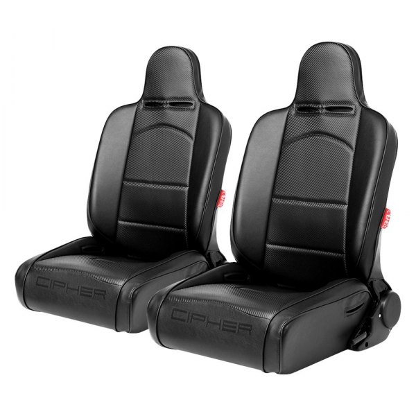 Cipher Auto® - CPA3002 Series Reclinable Steel Tubular Frame Suspension Seats, Black Leatherette Cover