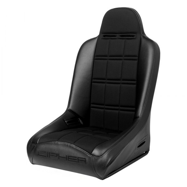 Cipher Auto® - CPA3003 Series Full Bucket Steel Tubular Frame Suspension Seat, Black Leatherette Cover with Black Insert