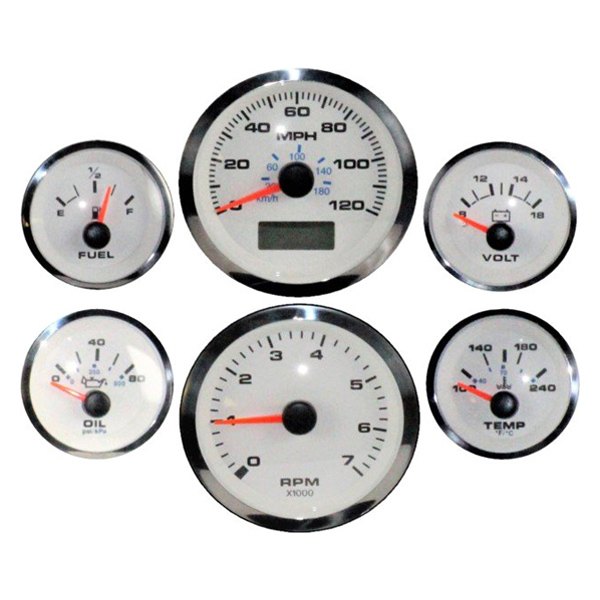 Classic Dash® - Elite Series Premier 3-3/8" Complete White 6-Gauge Set