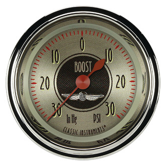 Classic Instruments® - All American Nickel Series Boost/Vacuum Gauge, -30 in Hg +30 PSI