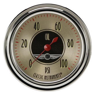 Classic Instruments® - All American Nickel Series Oil Pressure Gauge, 100 psi