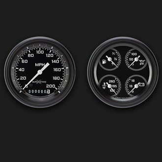 Classic Instruments® - AutoCross Series 3-3/8" Speedometer and Quad Gauge Set, 200 MPH