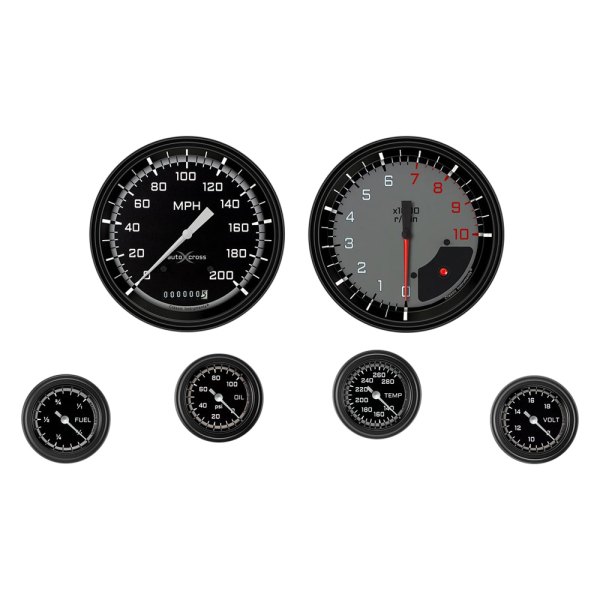 Classic Instruments® - AutoCross Gray Series Custom 6-Gauge Set