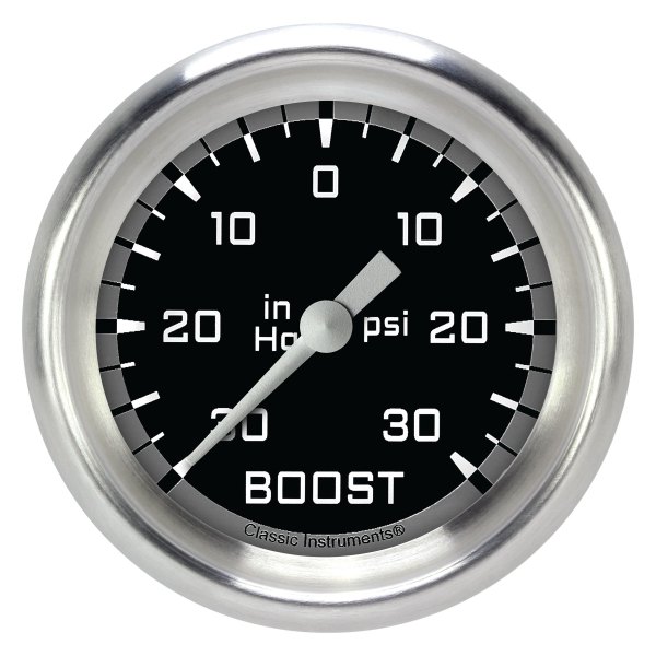 Classic Instruments® - AutoCross Gray Series 2-5/8" Boost/Vacuum Gauge, -30 in Hg +30 PSI