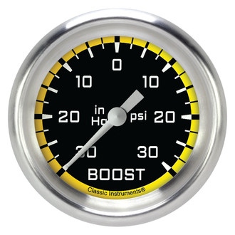 Classic Instruments® - AutoCross Series 2-5/8" Boost/Vacuum Gauge, -30 in Hg +30 PSI
