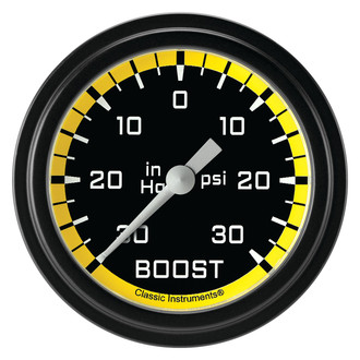 Classic Instruments® - AutoCross Series Boost/Vacuum Gauge, -30 in Hg +30 PSI